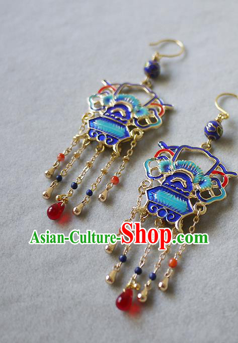 Chinese National Wedding Ear Accessories Traditional Cheongsam Cloisonne Earrings