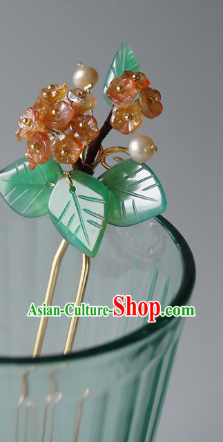 Chinese Ancient Palace Princess Pearls Hairpin Traditional Song Dynasty Court Lady Hydrangea Hair Stick