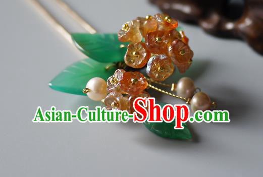Chinese Ancient Palace Princess Pearls Hairpin Traditional Song Dynasty Court Lady Hydrangea Hair Stick
