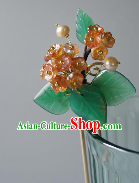 Chinese Ancient Palace Princess Pearls Hairpin Traditional Song Dynasty Court Lady Hydrangea Hair Stick