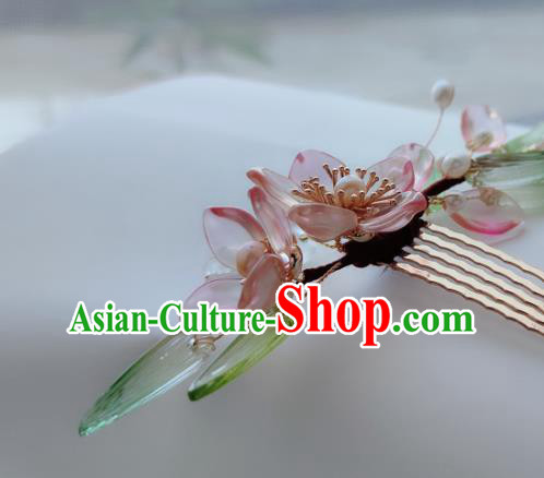 Chinese Ancient Princess Hairpin Traditional Song Dynasty Noble Lady Peach Blossom Hair Stick Headwear