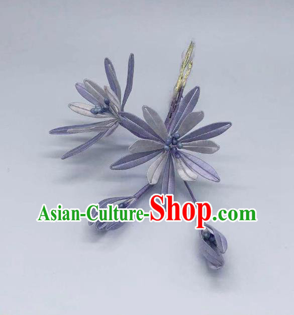 China Ancient Tang Dynasty Hair Stick Handmade Lilac Silk Flowers Hairpin Traditional Hanfu Hair Accessories