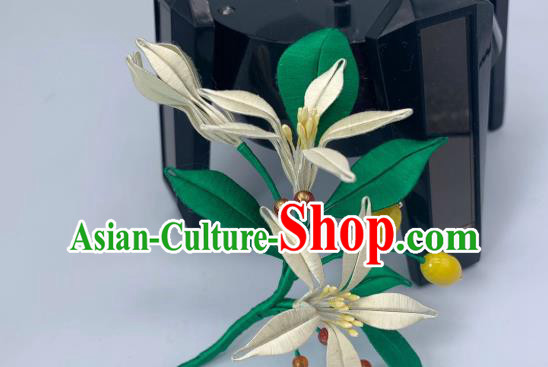 China Handmade Silk Lemon Flowers Hairpin Traditional Hanfu Hair Accessories Ancient Song Dynasty Young Beauty Hair Stick