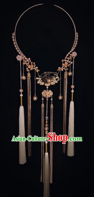 Chinese Ancient Princess Tassel Necklace Traditional Ming Dynasty Necklet Accessories National Handmade Jewelry