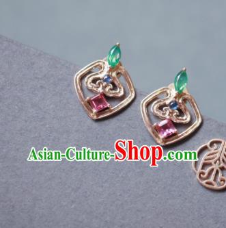 Chinese National Handmade Jewelry Handmade Golden Earrings Traditional Cheongsam Ear Accessories