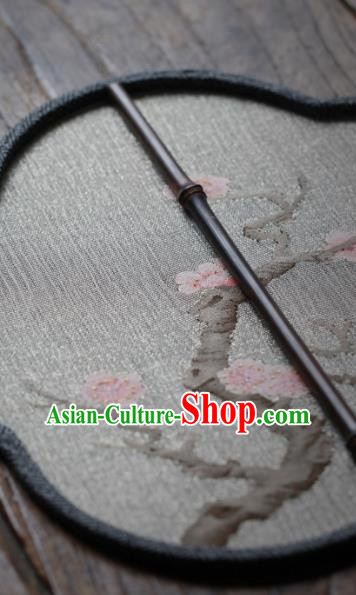 Chinese Traditional Hanfu Palace Fan Handmade Kesi Plum Blossom Painting Silk Fan