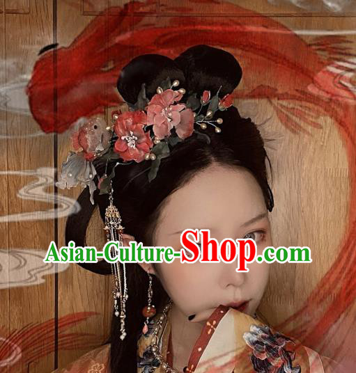 China Handmade Red Goldfish Hairpin Traditional Ming Dynasty Hair Accessories Ancient Princess Hair Crown