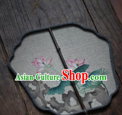 Chinese Handmade Kesi Lotus Painting Pattern Silk Fan Traditional Palace Fan Ancient Princess Hanfu Fans
