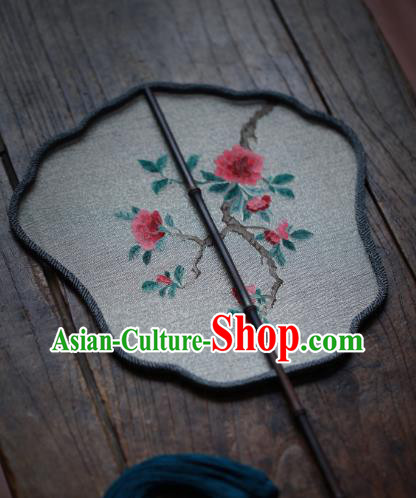 Chinese Ancient Princess Hanfu Fans Handmade Kesi Pomegranate Blossom Painting Pattern Silk Fan Traditional Palace Fan