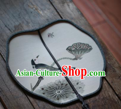 Chinese Handmade Kesi Lotus Painting Pattern Silk Fan Traditional Song Dynasty Palace Fan Ancient Princess Hanfu Fans