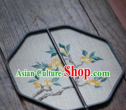 Chinese Handmade Kesi Fragrans Painting Pattern Silk Fan Traditional Hanfu Palace Fan Ancient Princess Hexagon Fans