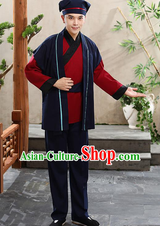 China Ancient Clothing Ming Dynasty Waiter Civilian Male Stage Performance Suits