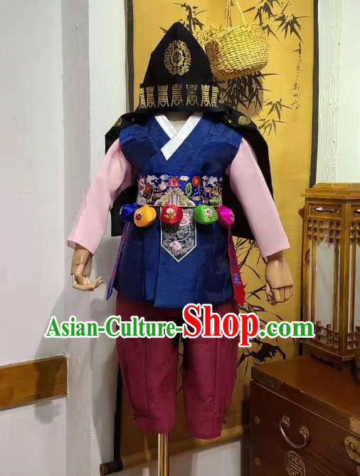 Korean Boy Prince Hanbok Clothing Korean Children Clothing Traditional Garment Costumes and Hat
