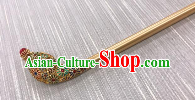Korean Court Hanbok Golden Hairpin Traditional Wedding Hair Accessories Korea Folk Dance Hair Stick