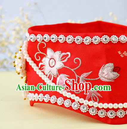 Korea Bride Headwear Korean Court Princess Headdress Traditional Wedding Hanbok Red Hat
