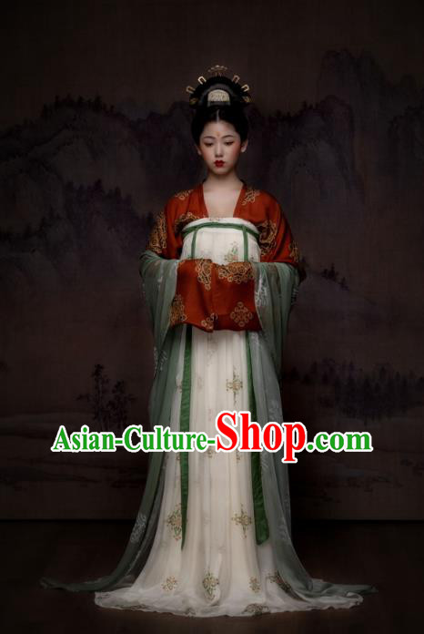 China Ancient Tang Dynasty Court Princess Hanfu Dress Historical Garments Clothing for Women