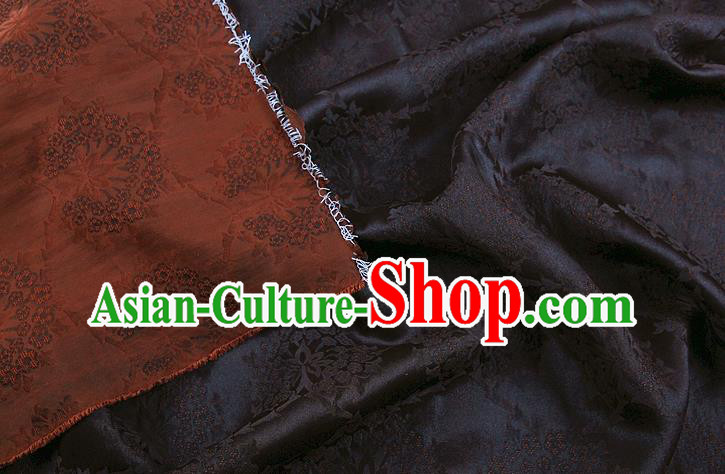 China Traditional Cheongsam Silk Fabric Classical Pattern Brown Gambiered Guangdong Gauze Cloth
