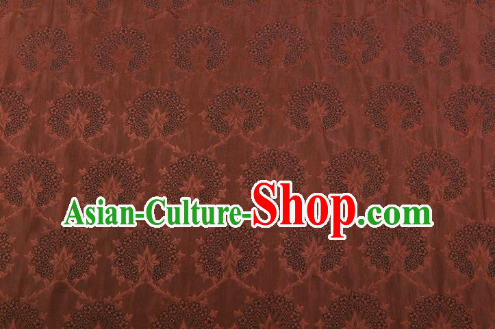 China Traditional Cheongsam Silk Fabric Classical Pattern Brown Gambiered Guangdong Gauze Cloth