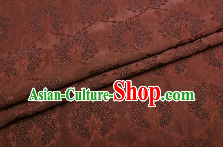 China Traditional Cheongsam Silk Fabric Classical Pattern Brown Gambiered Guangdong Gauze Cloth