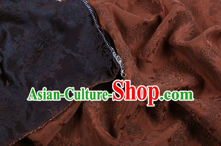 China Traditional Cheongsam Silk Fabric Classical Pattern Brown Gambiered Guangdong Gauze Cloth
