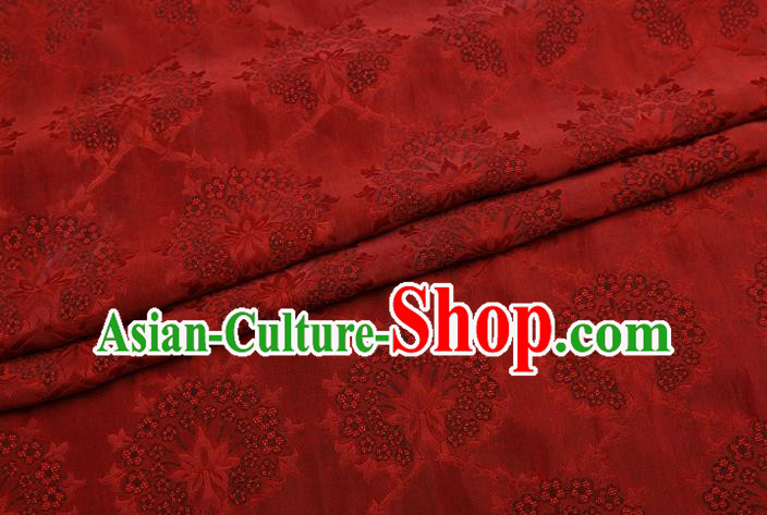 China Traditional Flowers Pattern Silk Fabric Classical Cheongsam Red Gambiered Guangdong Gauze