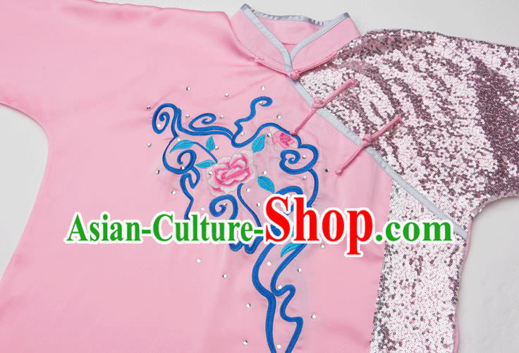 China Traditional Kung Fu Competition Pink Uniforms Tai Chi Martial Arts Costumes