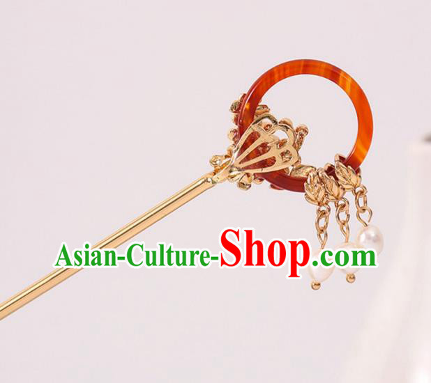 China Traditional Hanfu Hair Stick Ancient Princess Pearls Tassel Hairpin