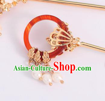 China Traditional Hanfu Hair Stick Ancient Princess Pearls Tassel Hairpin