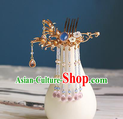 China Traditional Hanfu Hairpin Ancient Princess Beads Tassel Hair Comb