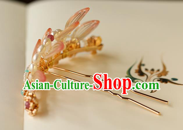 China Traditional Song Dynasty Beads Hairpin Ancient Palace Lady Hair Crown