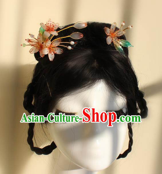 China Traditional Hanfu Peach Blossom Hair Stick Ancient Palace Princess Hairpin