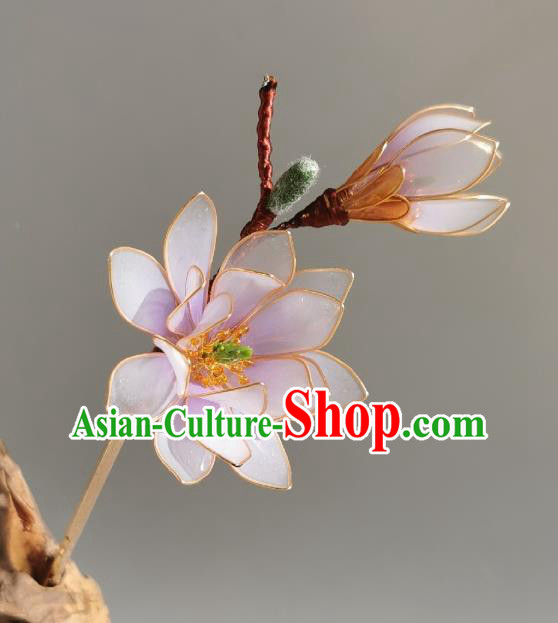 China Traditional Hanfu Hairpin Handmade Ancient Palace Lady Lilac Mangnolia Hair Stick