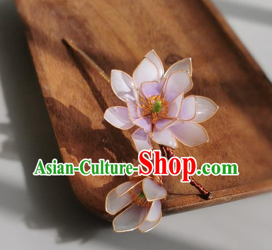 China Traditional Hanfu Hairpin Handmade Ancient Palace Lady Lilac Mangnolia Hair Stick