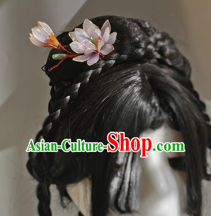 China Traditional Hanfu Hairpin Handmade Ancient Palace Lady Lilac Mangnolia Hair Stick