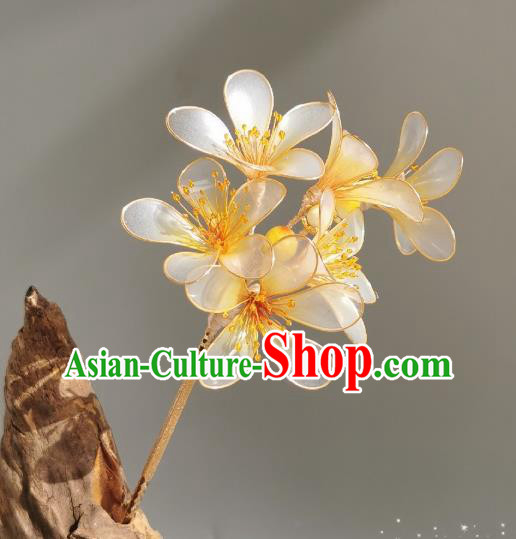 China Traditional Ming Dynasty Yellow Flowers Hairpin Handmade Ancient Palace Princess Hair Stick