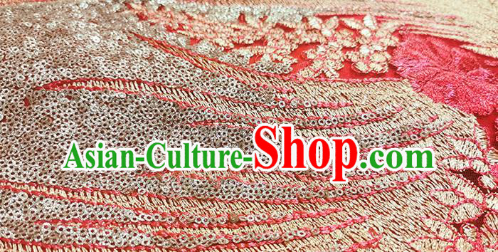 Chinese Bride Qipao Dress Clothing Traditional Wedding Embroidered Red Brocade Cheongsam