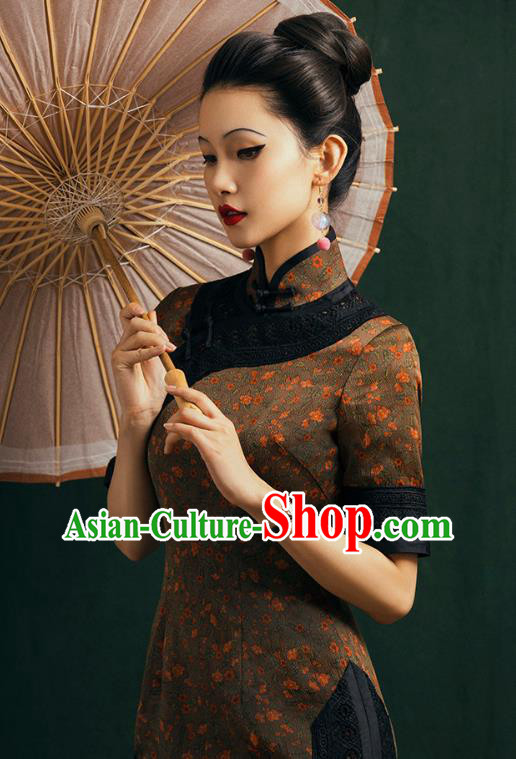 China Classical Plum Blossom Pattern Cheongsam Traditional Shanghai Gambiered Guangdong Gauze Qipao Dress