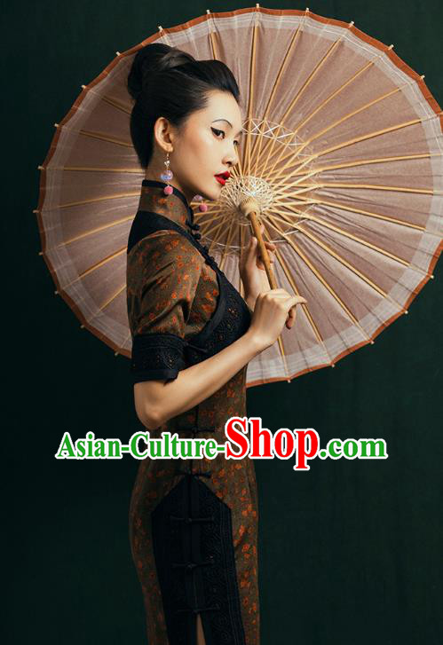 China Classical Plum Blossom Pattern Cheongsam Traditional Shanghai Gambiered Guangdong Gauze Qipao Dress