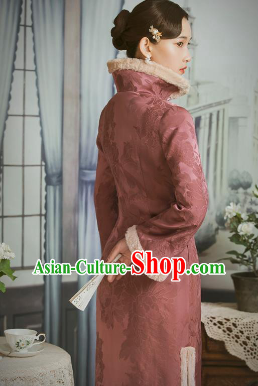 Chinese National Cotton Wadded Coat Tang Suit Pink Gambiered Guangdong Gauze Overcoat Clothing