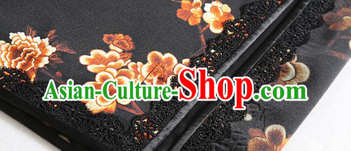 China Classical Shanghai Rich Woman Cheongsam Traditional Minguo Young Mistress Black Silk Qipao Dress