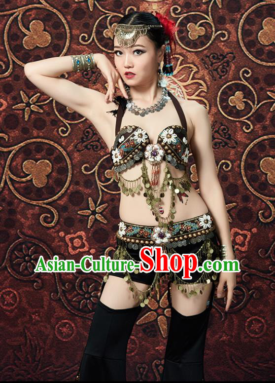 Indian Oriental Dance Sexy Black Uniforms Asian Belly Dance Performance Costumes