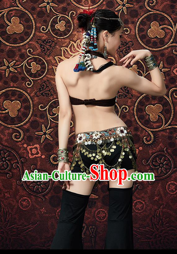 Indian Oriental Dance Sexy Black Uniforms Asian Belly Dance Performance Costumes