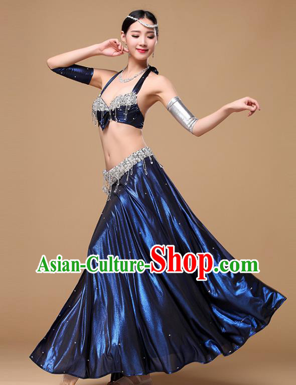 Indian Dance Performance Clothing Asian Belly Dance Training Bra and Royalblue Skirt Oriental Dance Uniforms