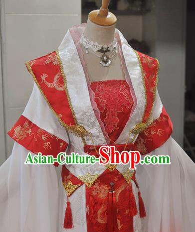 China Ancient Empress Red Hanfu Dress Traditional Cosplay Qin Dynasty Court Queen Clothing