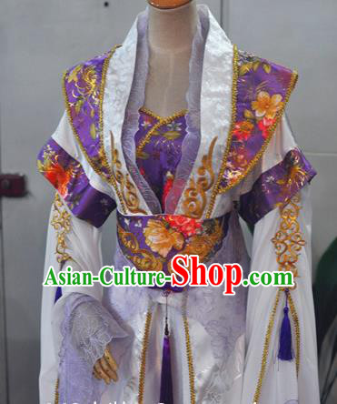 China Traditional Cosplay Tang Dynasty Empress Clothing Ancient Fairy Queen Purple Hanfu Dress