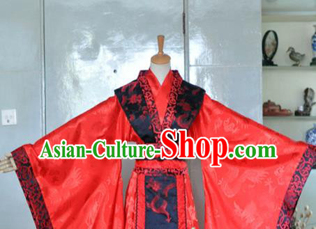 Chinese Zhou Dynasty Emperor Garment Costumes Ancient King Red Hanfu Clothing Drama Cosplay Prince Wedding Apparels