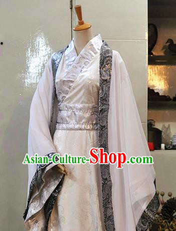 Chinese Drama Cosplay Prince White Apparels Jin Dynasty Noble Childe Garment Costumes Ancient Scholar Hanfu Clothing