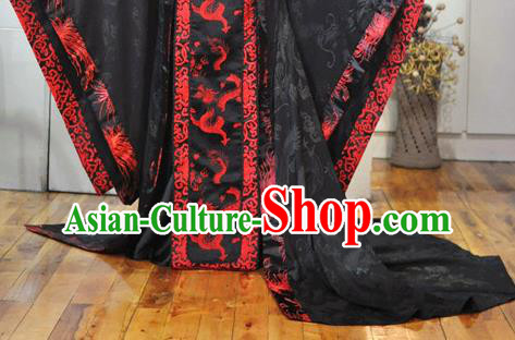 Chinese Ancient Emperor Black Hanfu Clothing Drama Cosplay Royal Highness Apparels Qin Dynasty King Garment Costumes