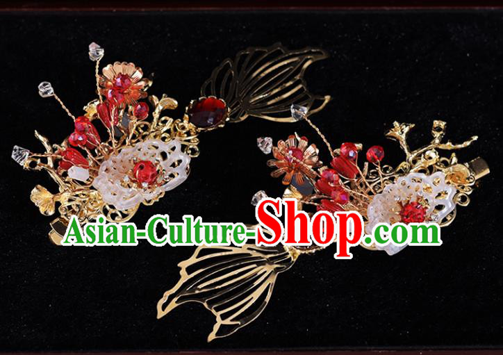 Chinese Classical Xiuhe Suit Shell Hair Crown and Hairpins Traditional Wedding Hair Accessories