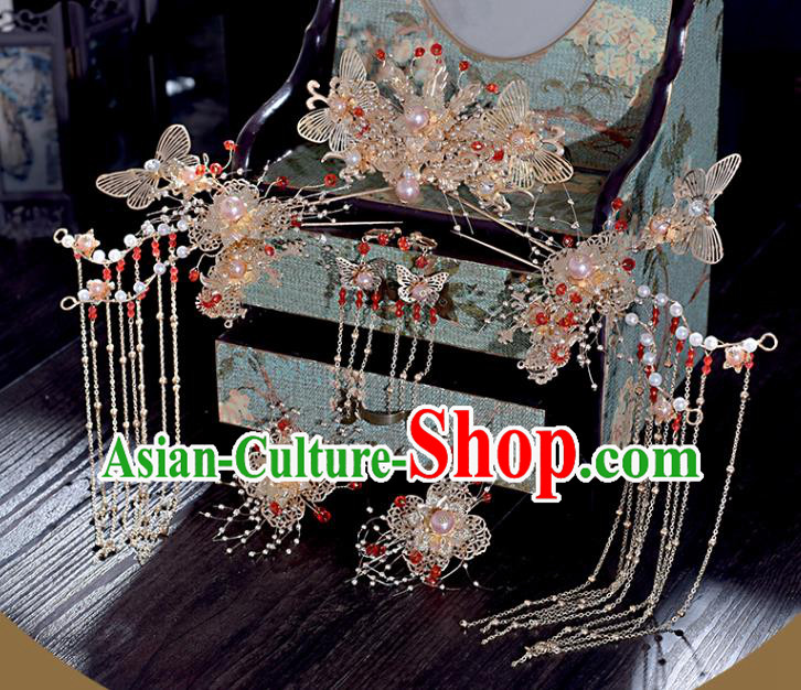 Chinese Xiuhe Suit Hair Comb Hairpins Classical Bride Headdress Traditional Wedding Hair Accessories